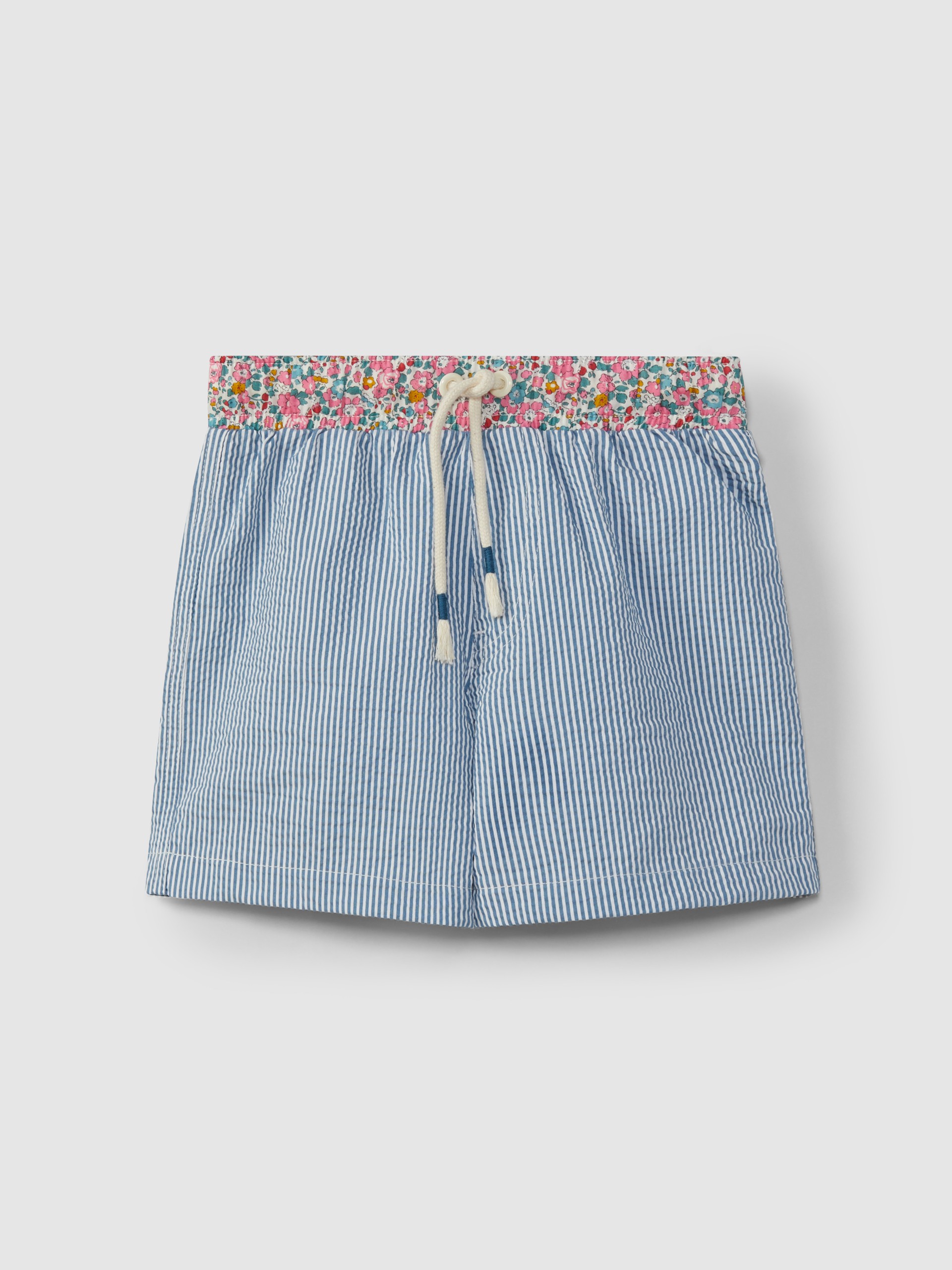 Short de bain rayures et fleurs liberty