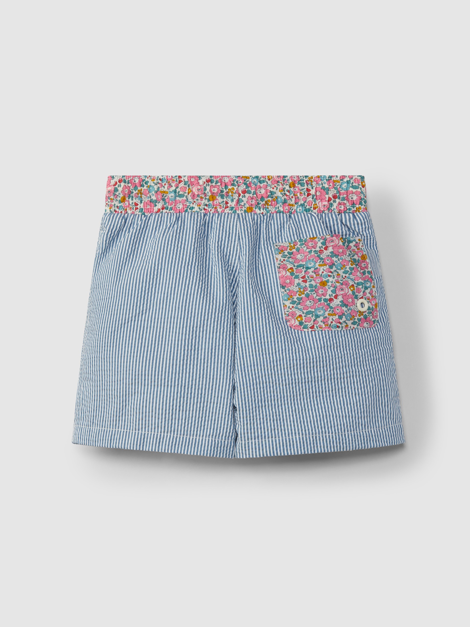 Short de bain rayures et fleurs liberty