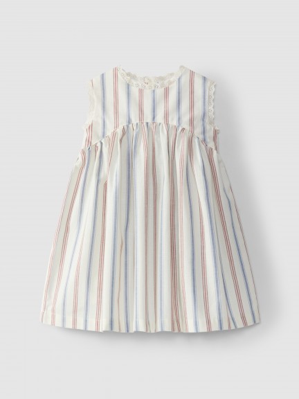 Striped dress with lace detail Striped dress with lace detail