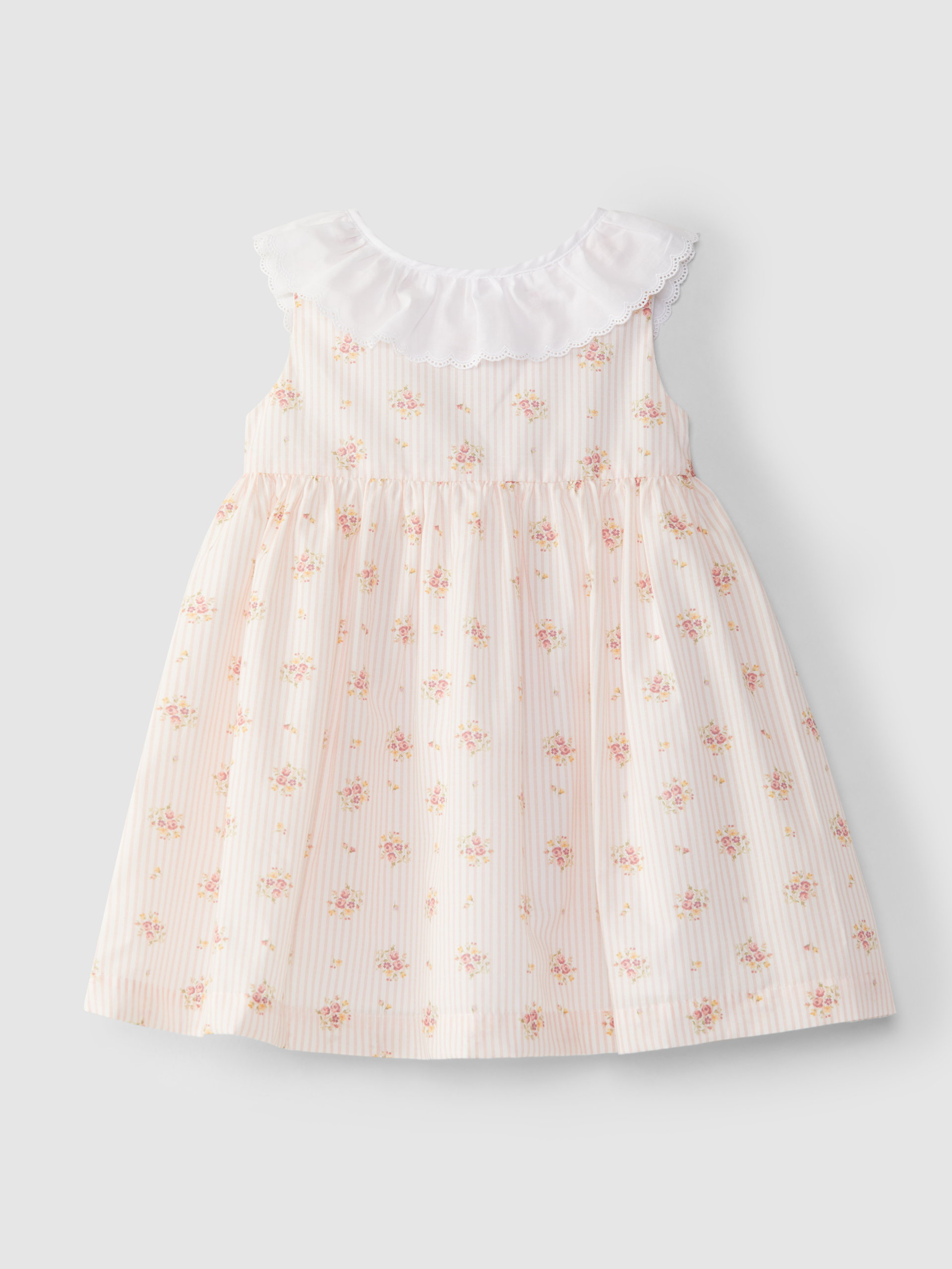 Vestido de flores con volante bordado inglés