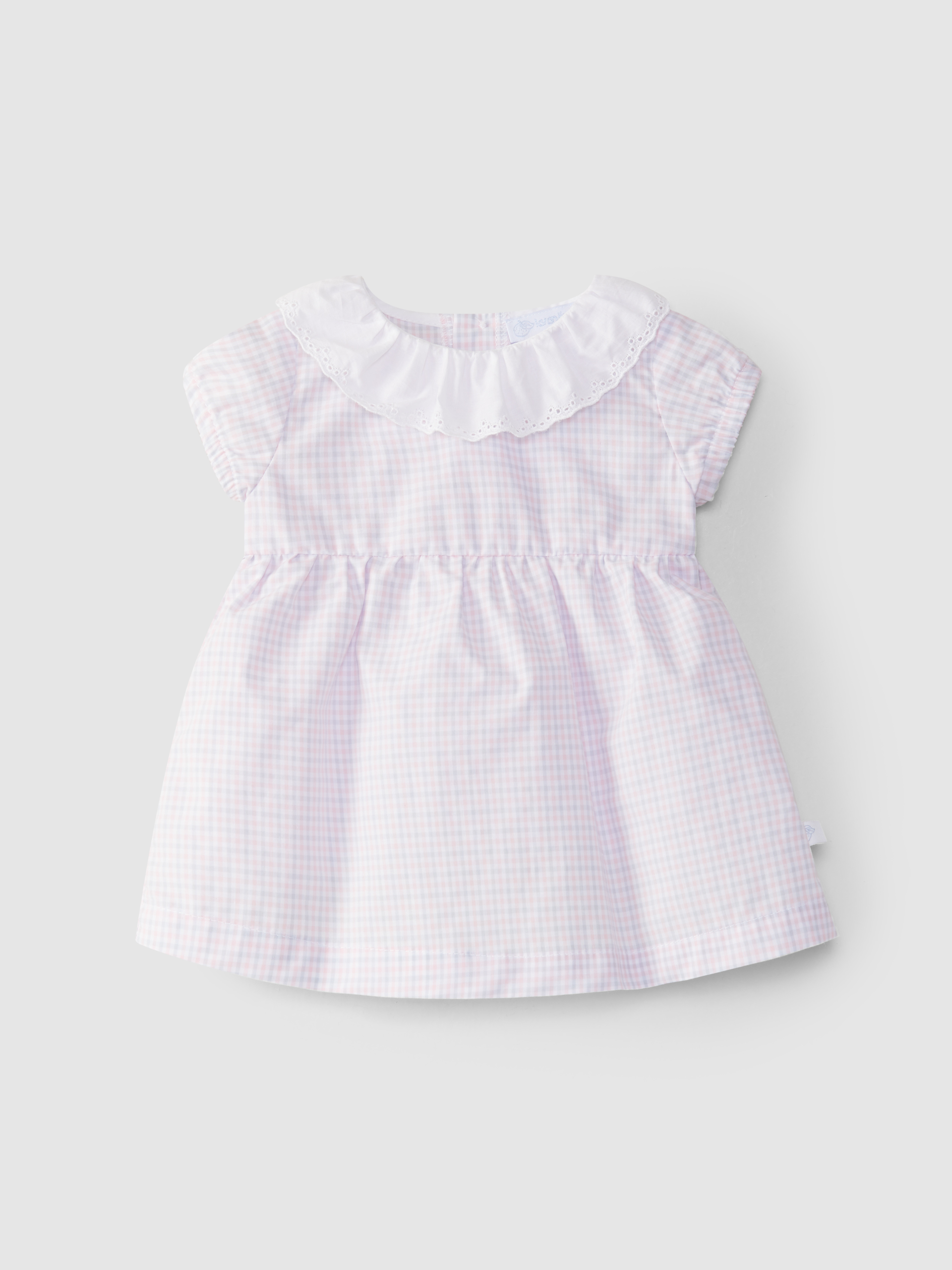 Robe à carreaux vichy à col à volant
