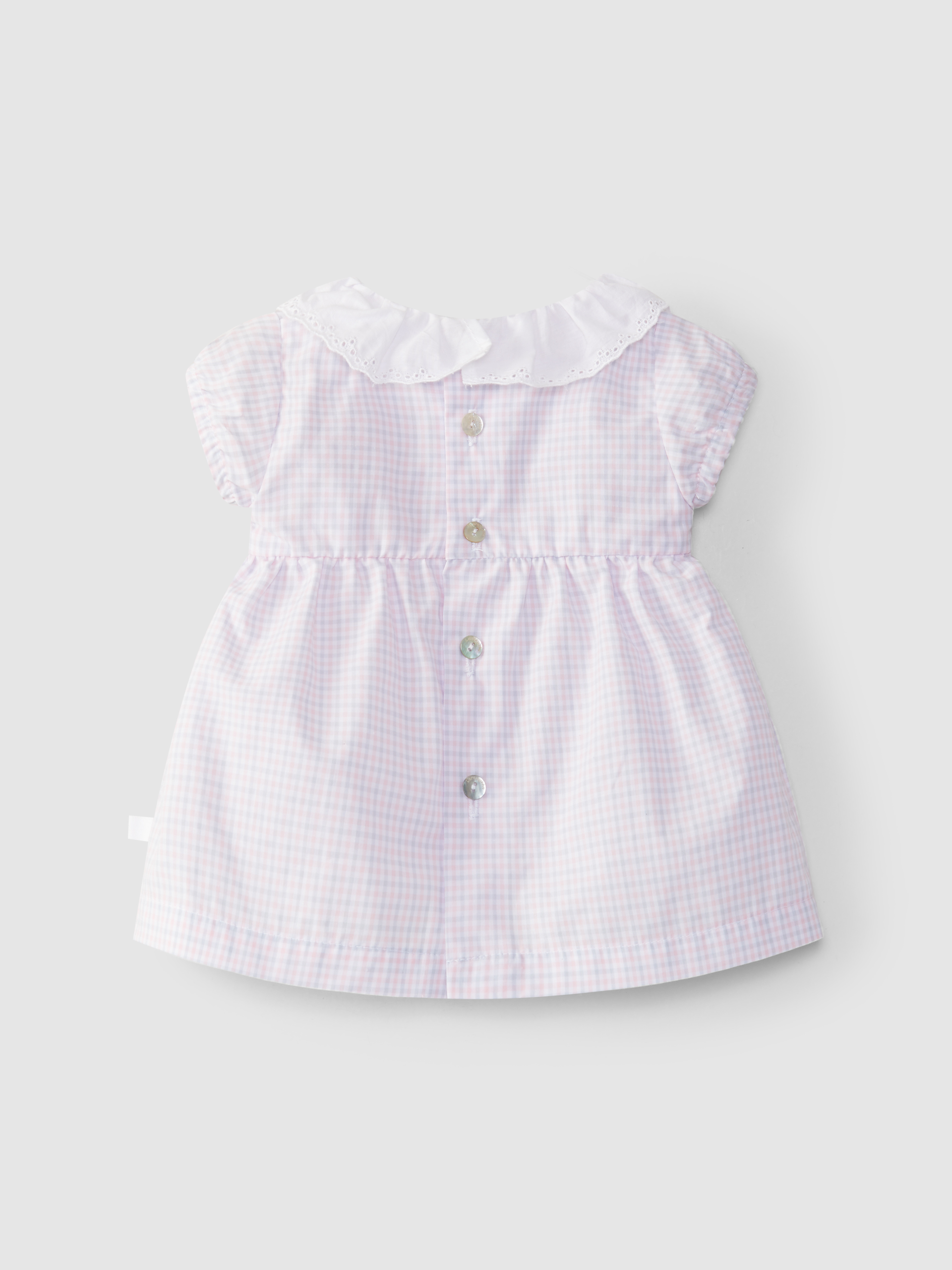Robe à carreaux vichy à col à volant