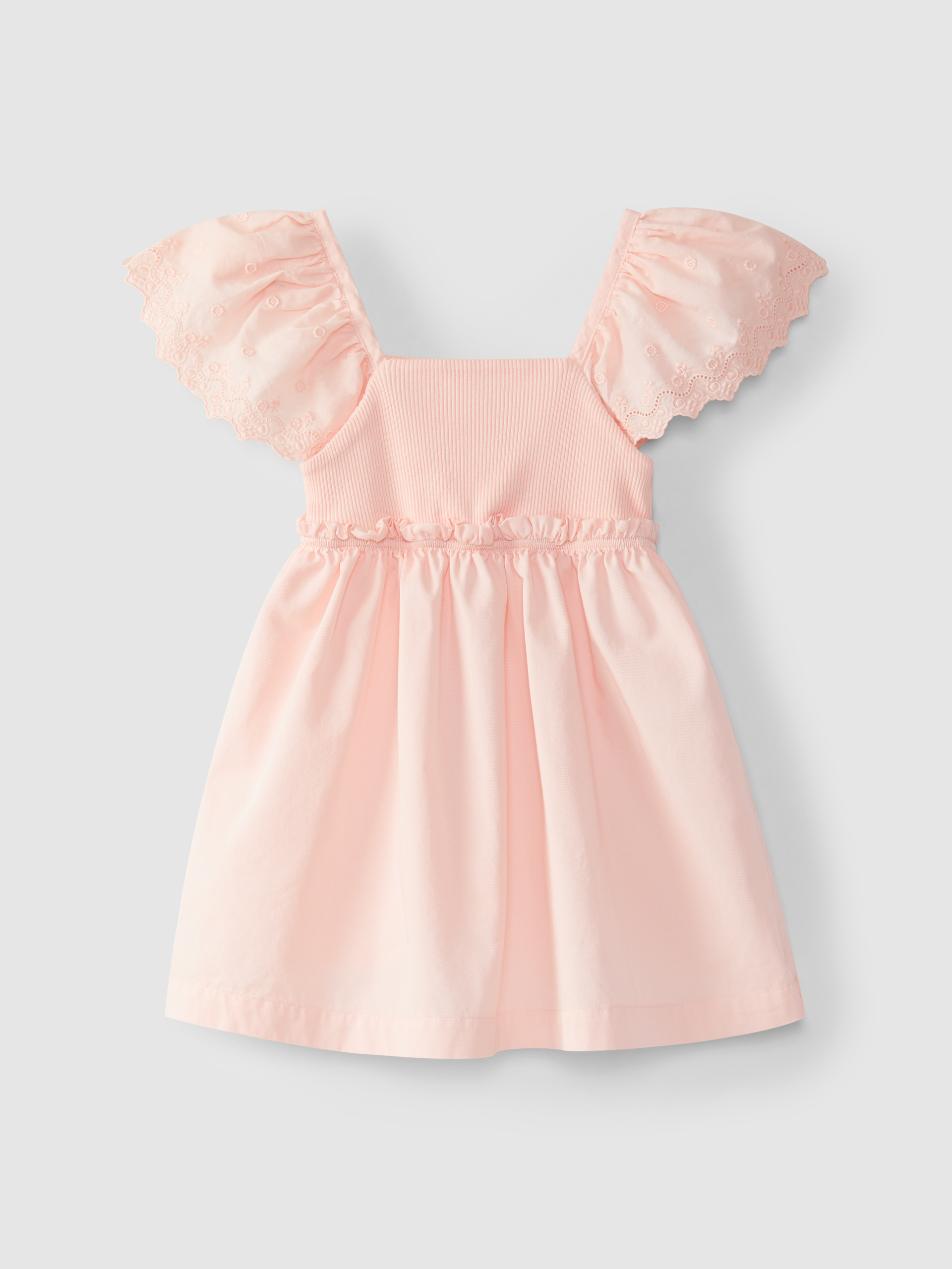 Vestido mangas em bordado inglês