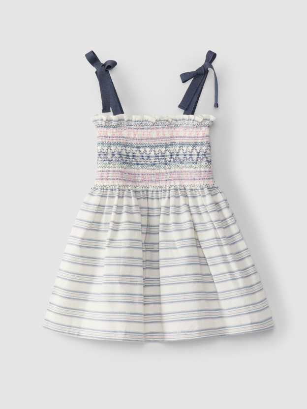 Striped dress with smocking Striped dress with smocking