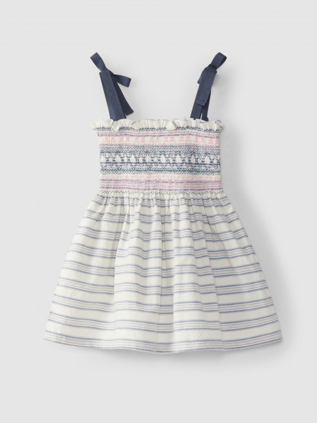 Striped dress with smocking Striped dress with smocking