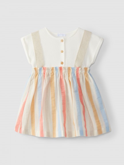 Dress ribbed jersey and striped fabric Dress ribbed jersey and striped fabric