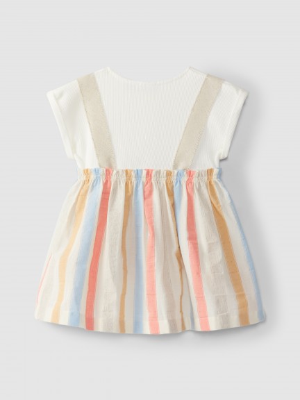 Dress ribbed jersey and striped fabric Dress ribbed jersey and striped fabric