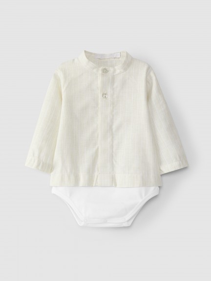 Body shirt stripes cotton with linen