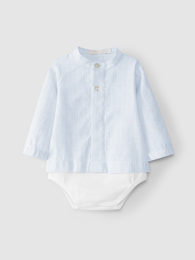 Body-chemise à rayures en coton avec du lin Body-chemise à rayures en coton avec du lin