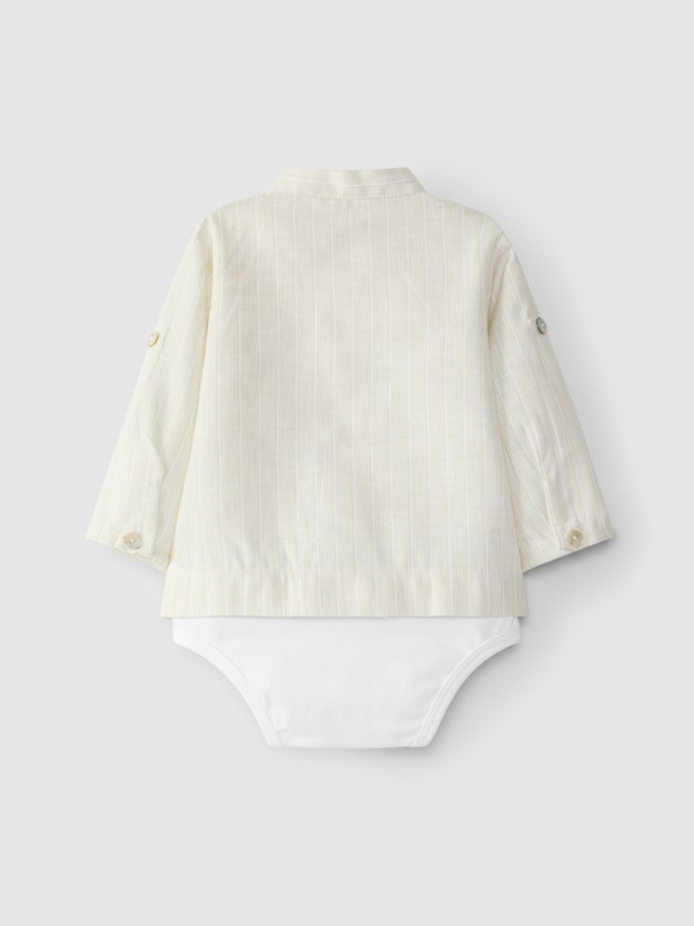 Body shirt stripes cotton with linen