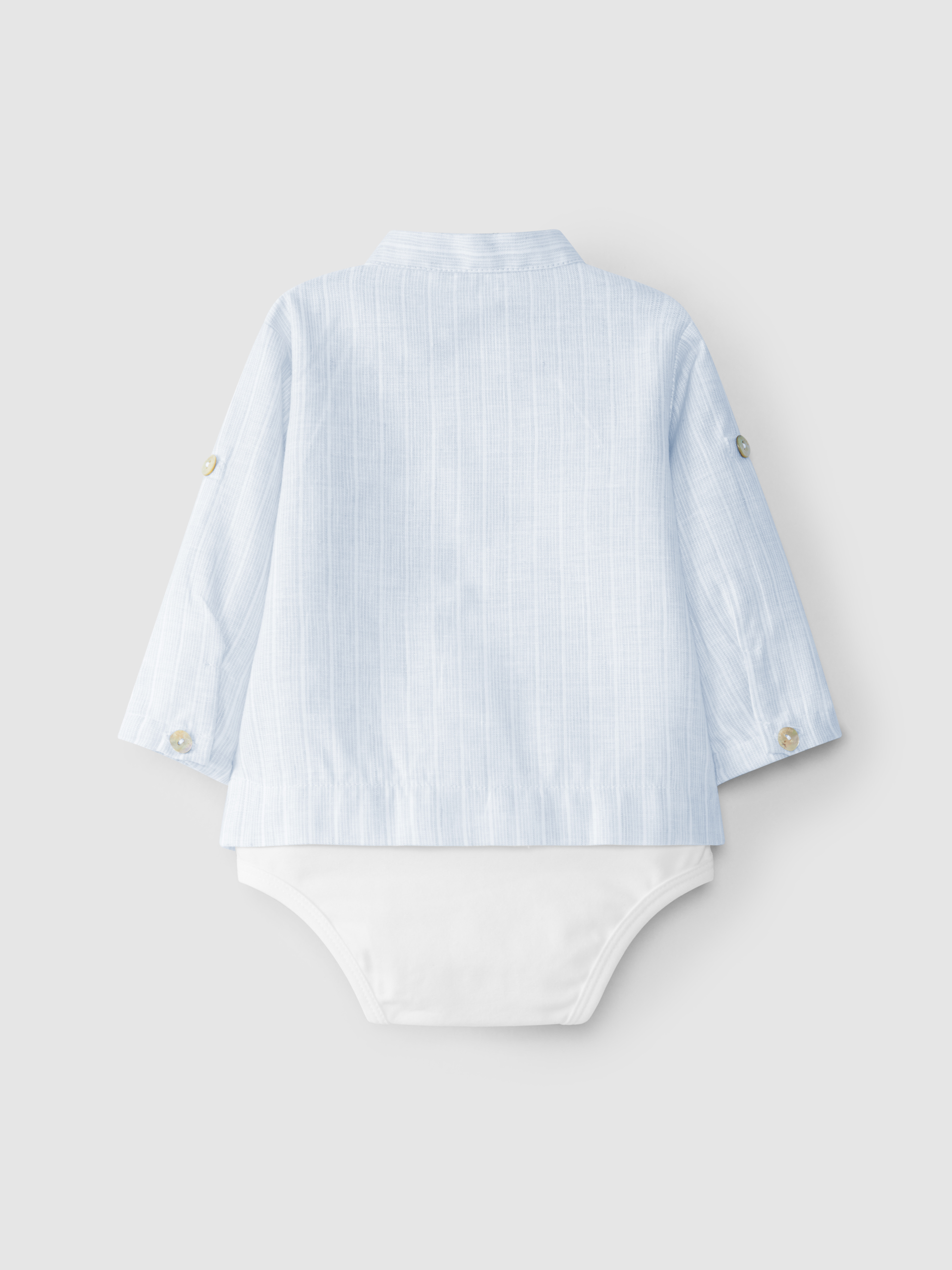Body-chemise à rayures en coton avec du lin