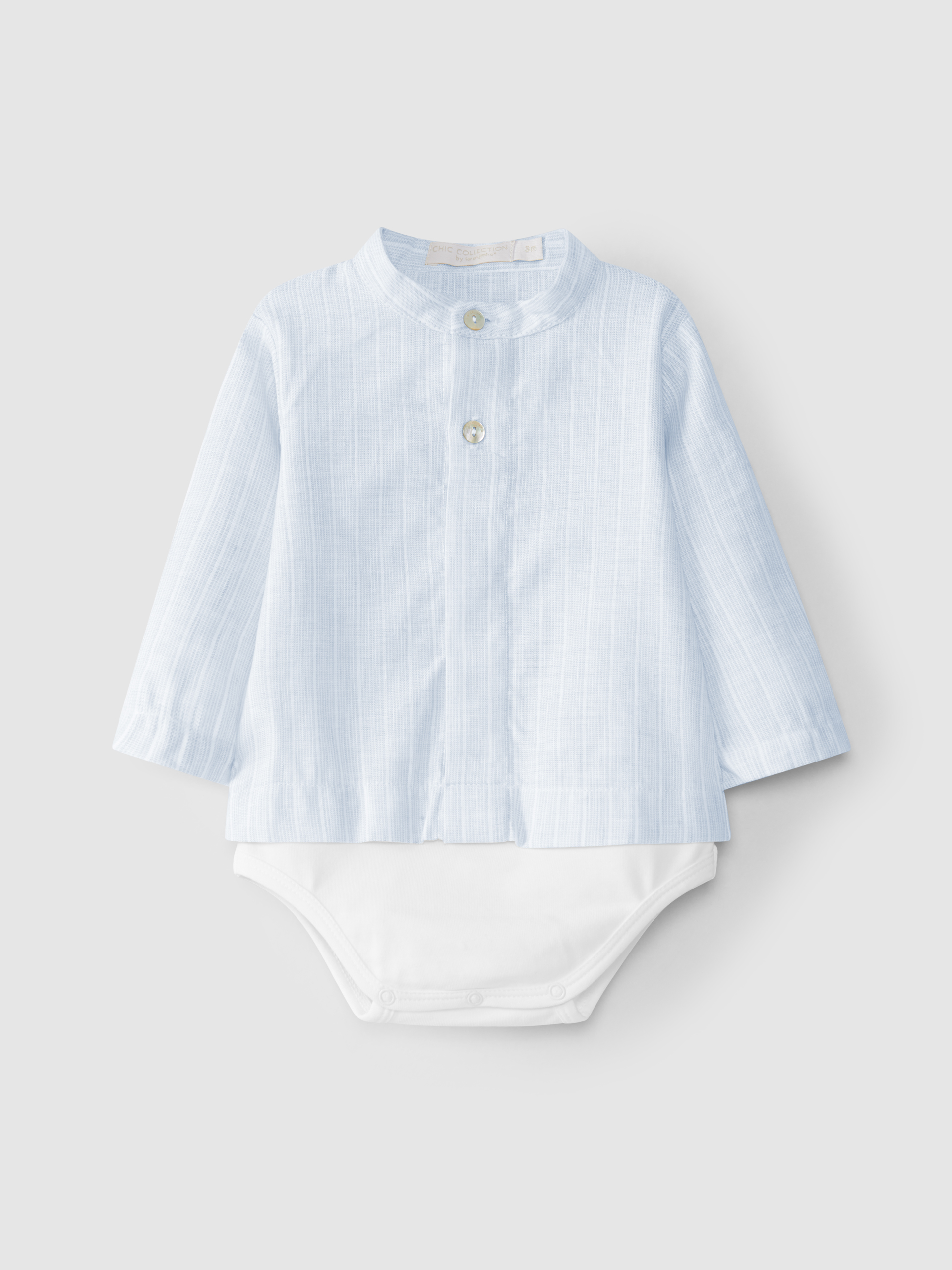 Body-chemise à rayures en coton avec du lin