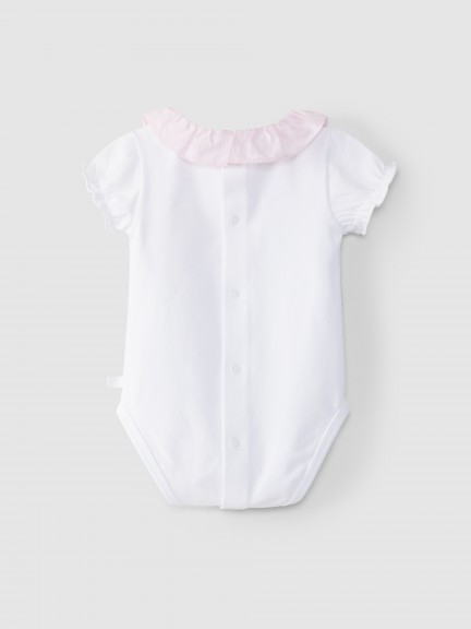 Short-sleeved bodysuit ruffled collar Short-sleeved bodysuit ruffled collar