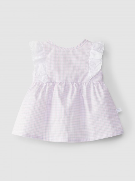 Conjunto de túnica de tapa fraldas xadrez vichy Conjunto de túnica de tapa fraldas xadrez vichy