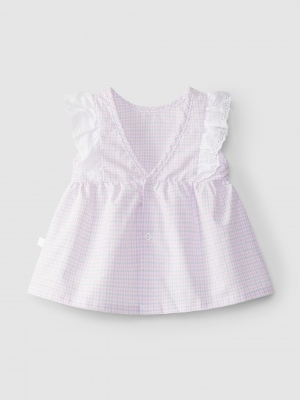 Conjunto de túnica de tapa fraldas xadrez vichy Conjunto de túnica de tapa fraldas xadrez vichy
