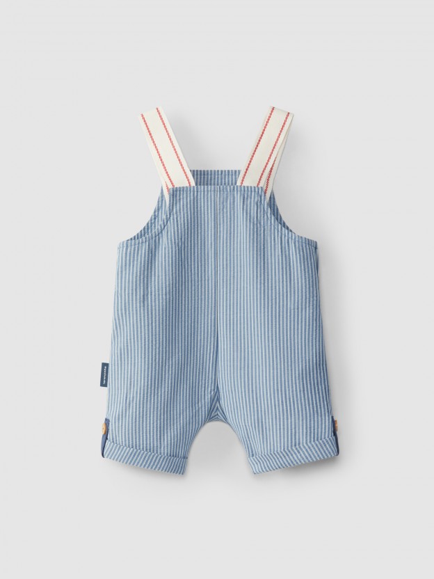 Dungaree striped shorts seersucker effect Dungaree striped shorts seersucker effect