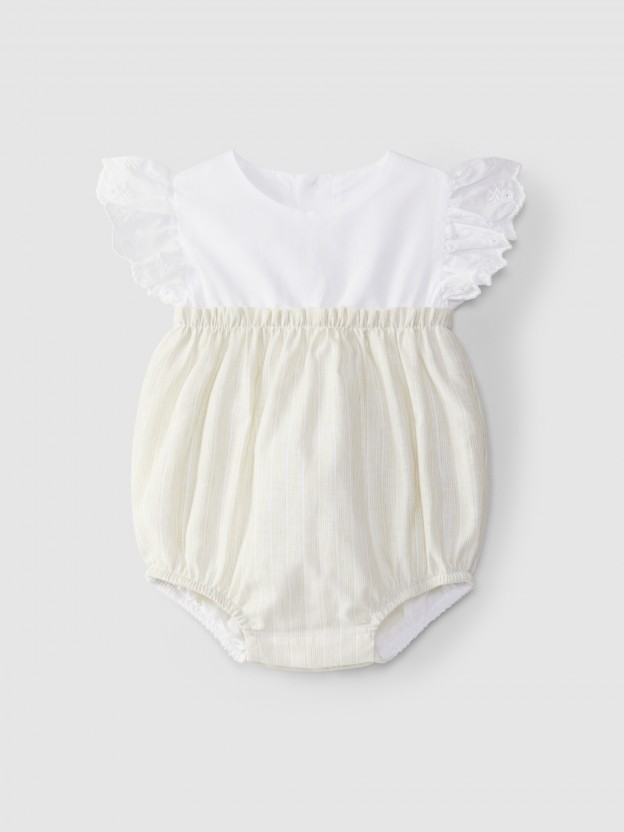 Shortie stripes and sleeves in English embroidery Shortie stripes and sleeves in English embroidery