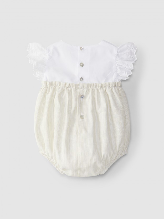 Shortie stripes and sleeves in English embroidery Shortie stripes and sleeves in English embroidery