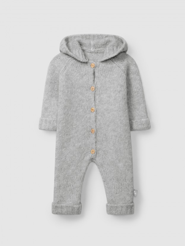 Knitted hooded romper Knitted hooded romper