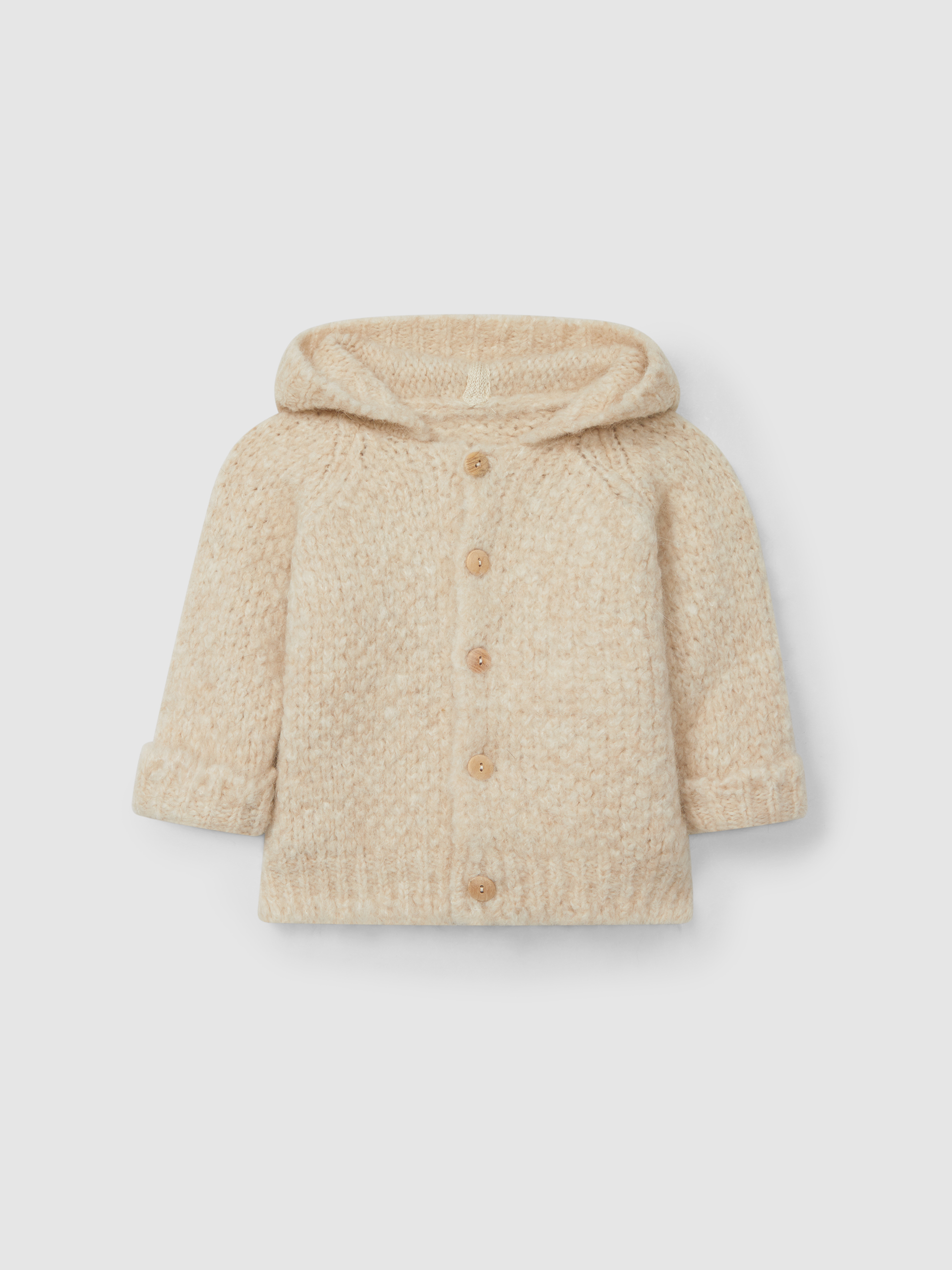 Gilet tricoté à capuche