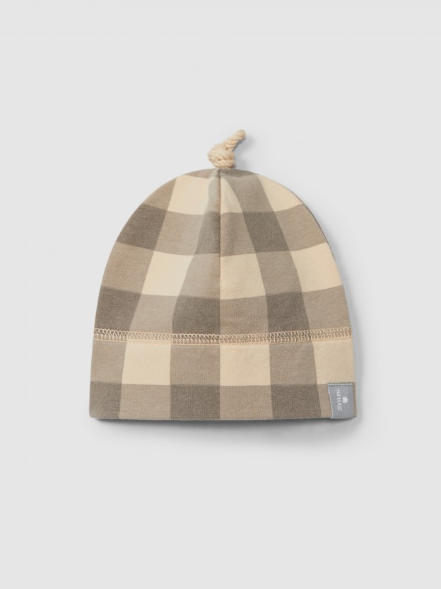 Bonnet carreaux avec nœud Bonnet carreaux avec nœud