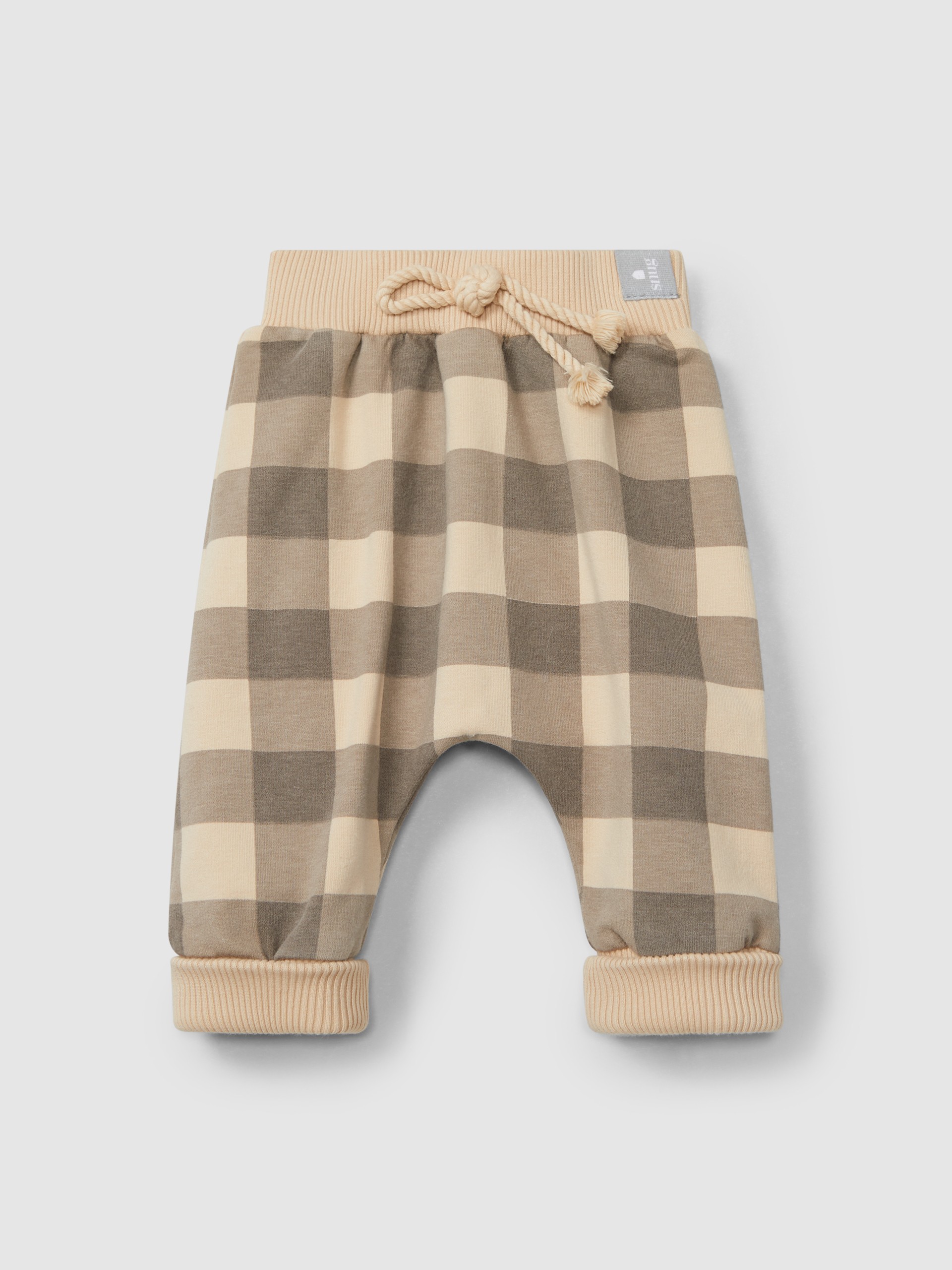 Pantalón pull-up cuadros y cordón decorativo