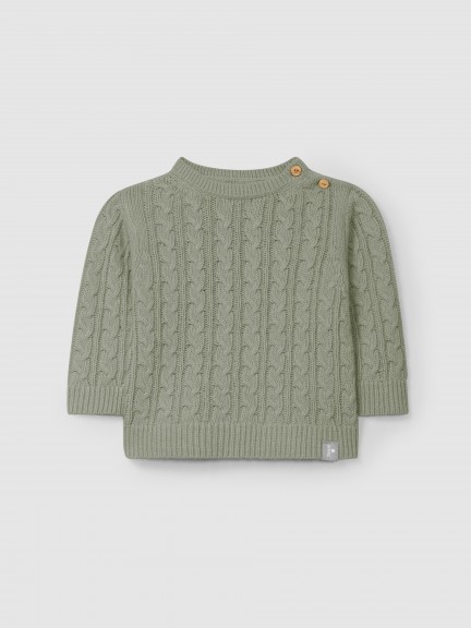 Camisola tricotada em malha entrançada Camisola tricotada em malha entrançada