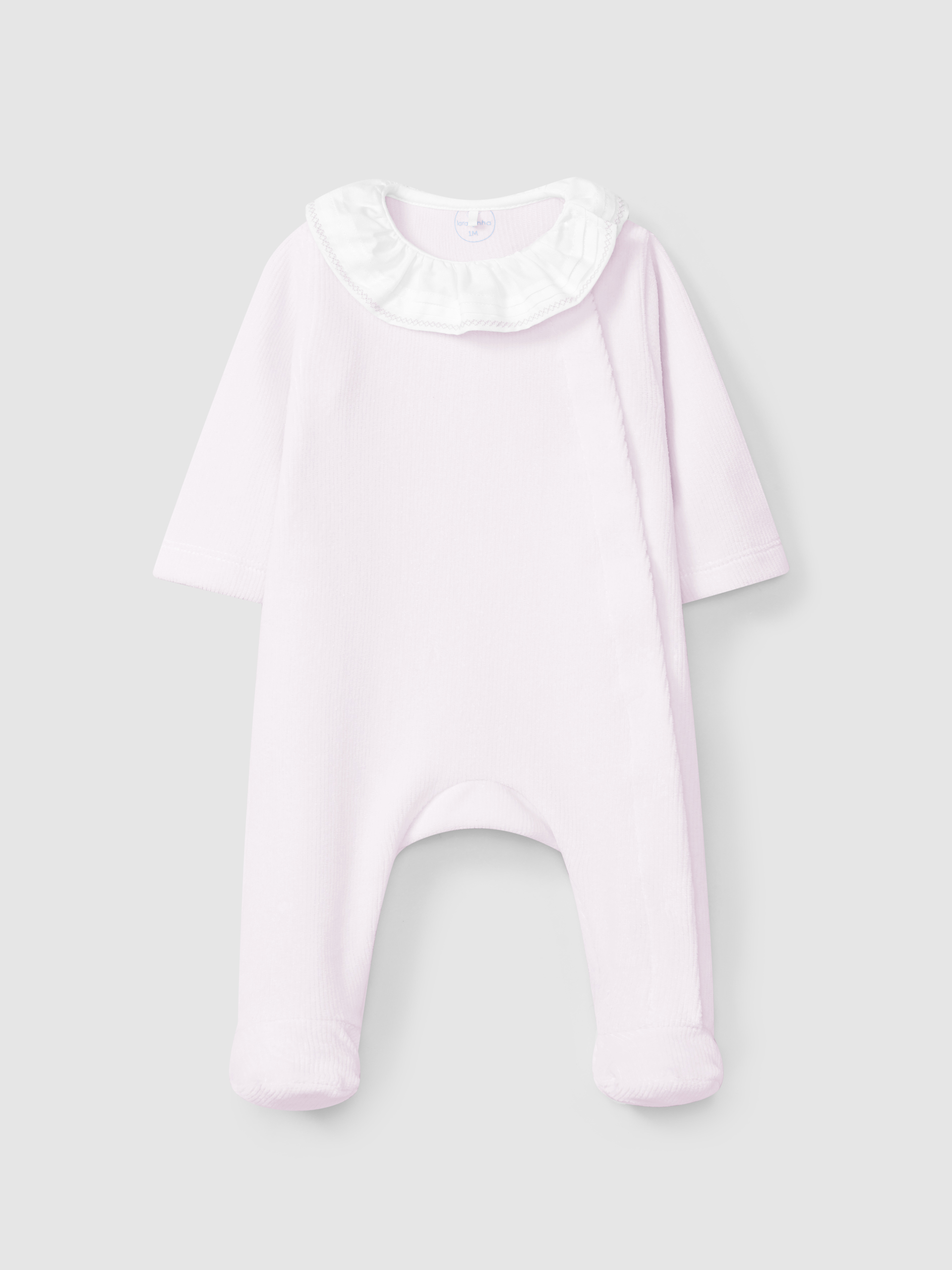 Babygrow velours à col à volant avec broderie