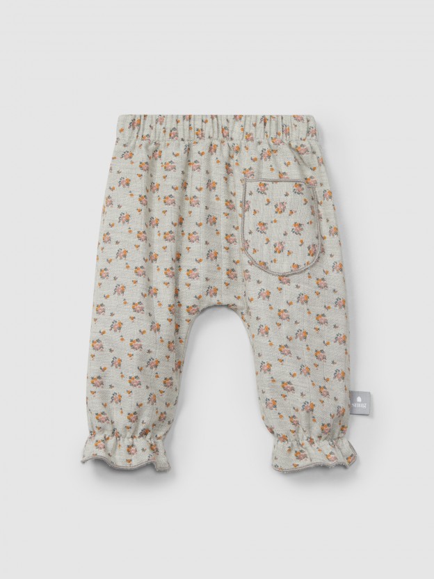 Pantalón pull-up flores en triple gasa Pantalón pull-up flores en triple gasa
