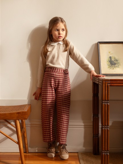 Pantalon pull-up en maille jacquard � carreaux