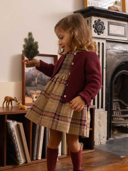Robe � carreaux en coton biologique avec smocks