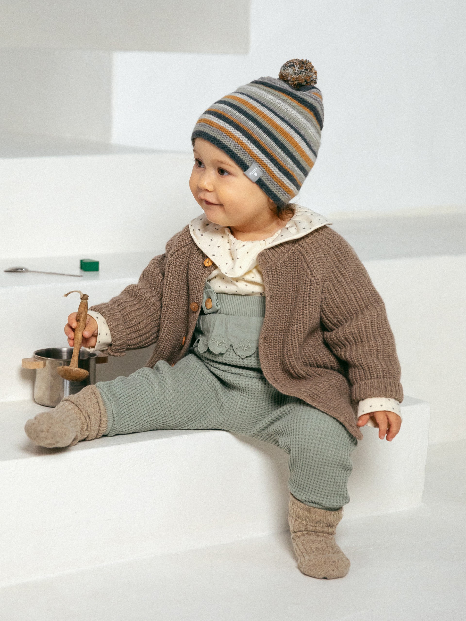 Waffle weave dungarees with ruffled detail