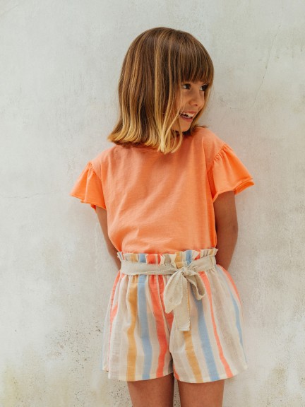 Striped shorts with belt Striped shorts with belt