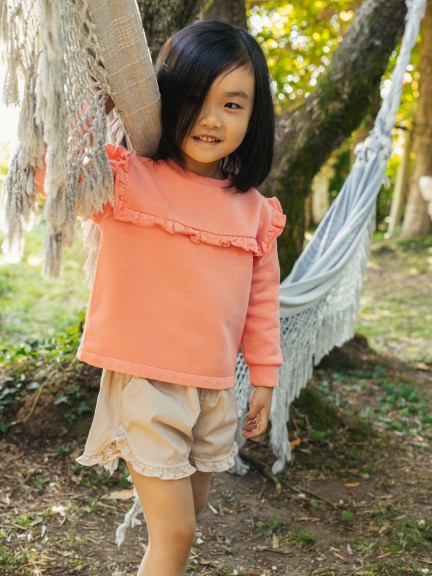 Plush sweatshirt with ruffle