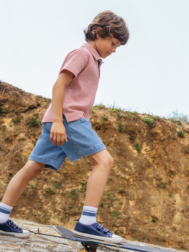 Striped jersey polo shirt Striped jersey polo shirt
