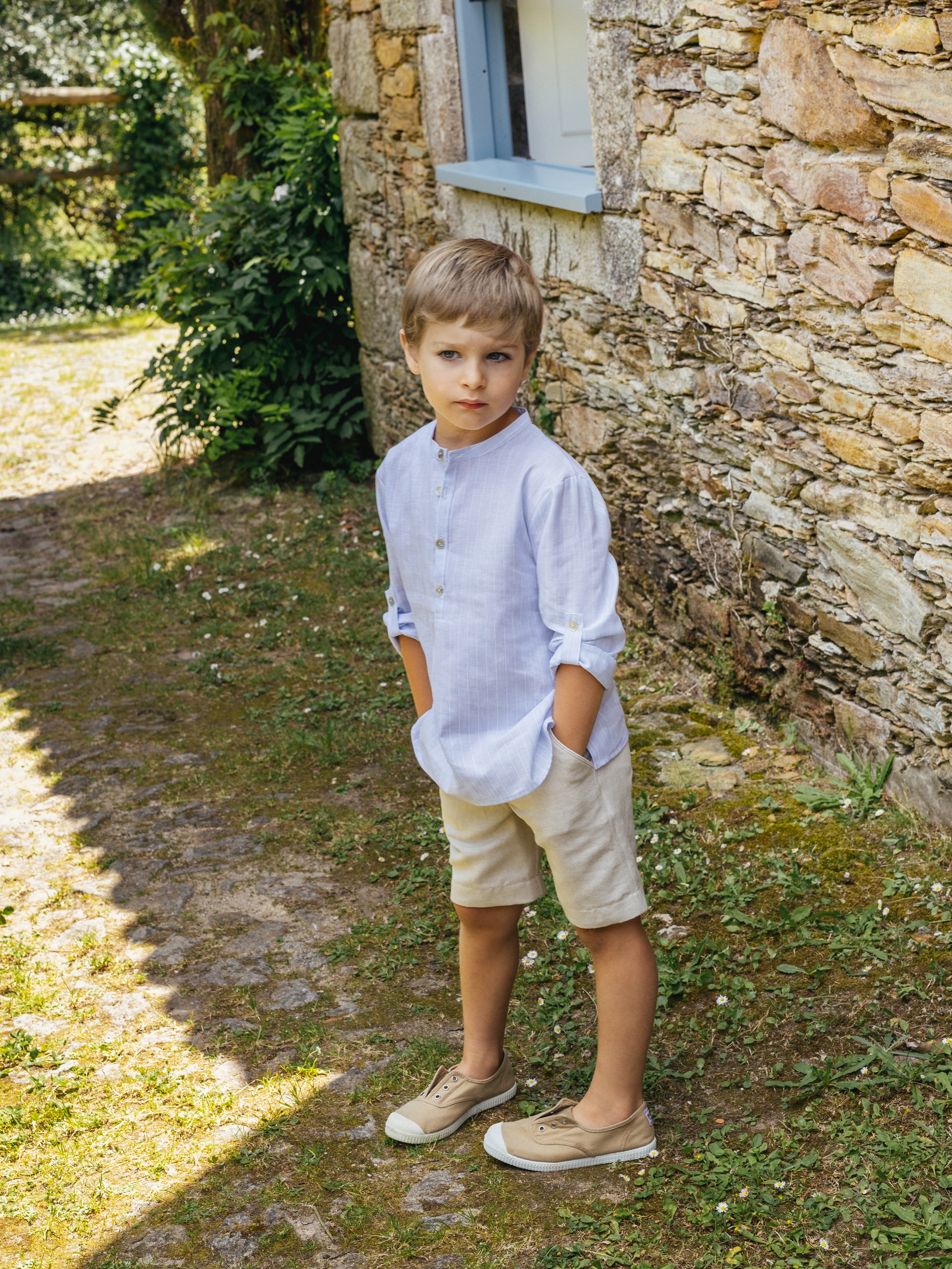Shirt stripes cotton with linen