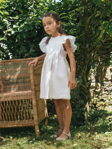 Dress stripes and sleeves in English embroidery
