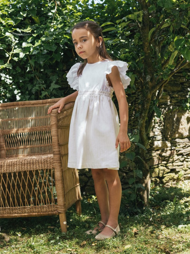 Dress stripes and sleeves in English embroidery