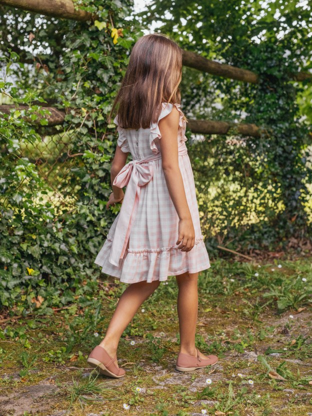 Vestido a cuadros con fajín Vestido a cuadros con fajín