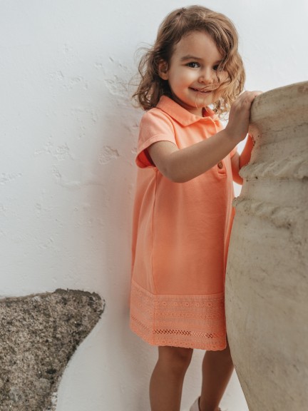 Dress pique and English embroidery