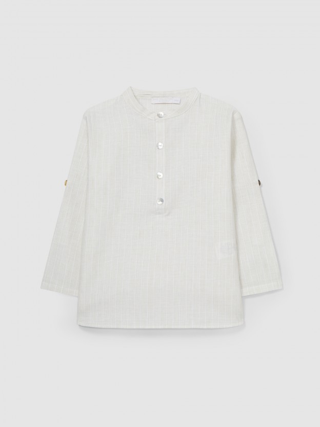 Shirt stripes cotton with linen