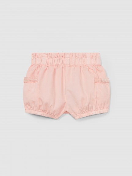 Twill pull-up shorts with side pockets