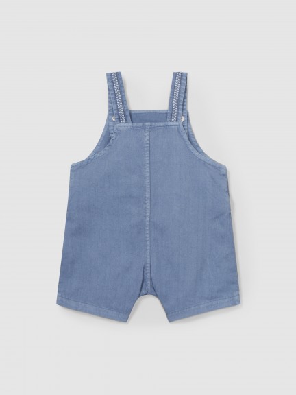 Twill dungaree shorts with decorative ribbon Twill dungaree shorts with decorative ribbon