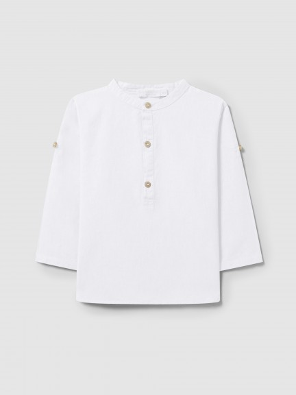 Plain shirt mandarin collar Plain shirt mandarin collar