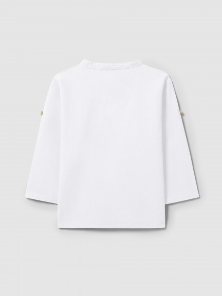 Plain shirt mandarin collar Plain shirt mandarin collar