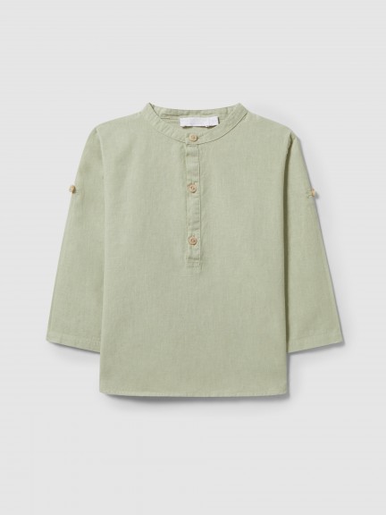 Plain shirt mandarin collar
