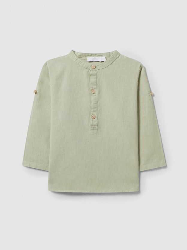 Chemise à col mao unie Chemise à col mao unie