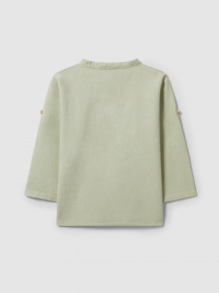 Plain shirt mandarin collar Plain shirt mandarin collar
