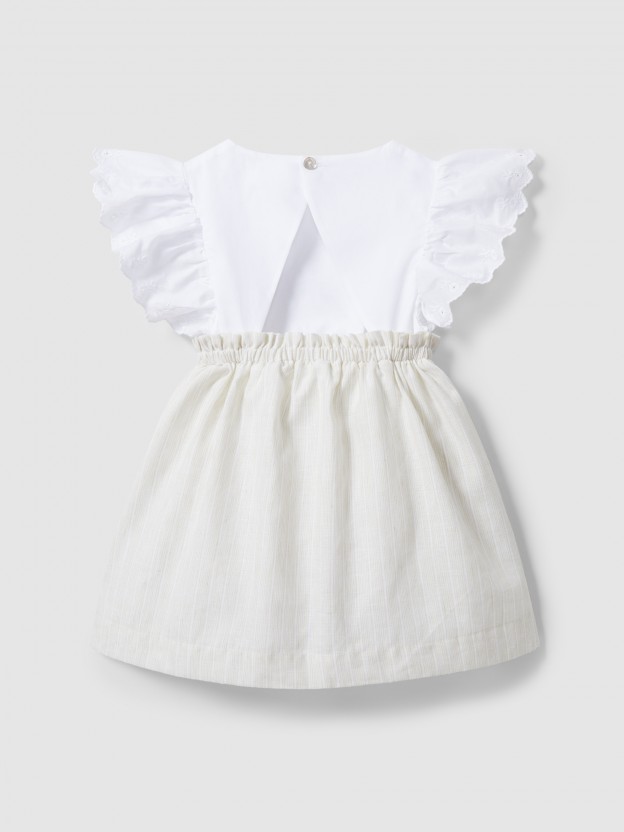 Dress stripes and sleeves in English embroidery