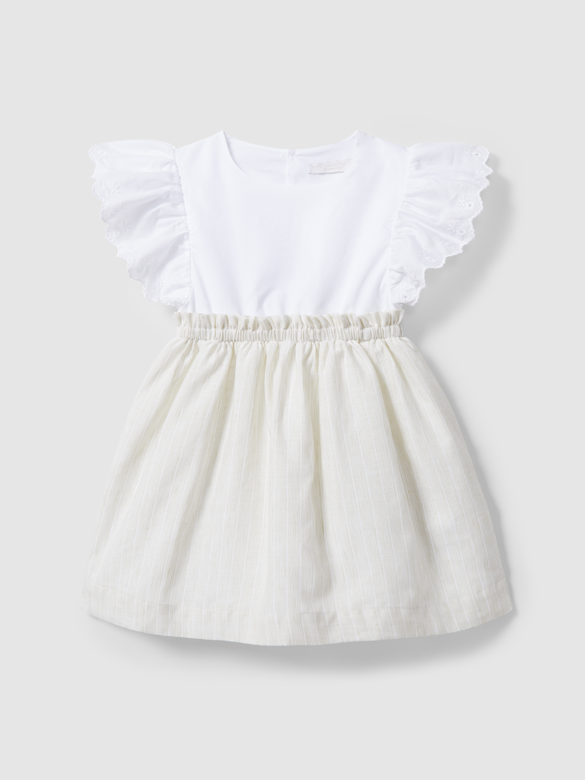 Dress stripes and sleeves in English embroidery